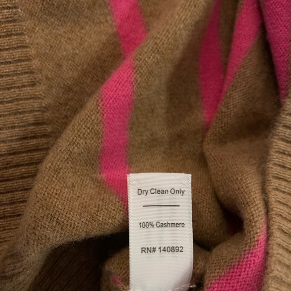 Marine Layer NEW NWT Women’s M Harper Camel / Pink Striped Cashmere Sweater - Picture 10 of 12